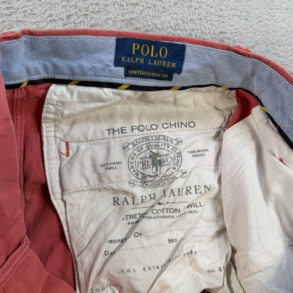 Polo Ralph Lauren Shorts Mens 32 Pink Embroidered Cricket Squash Chino Pony